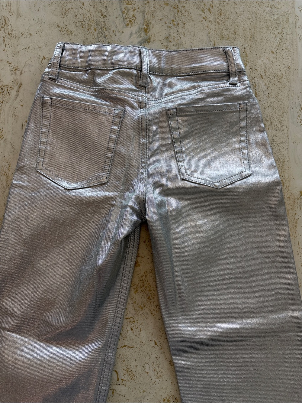Cat & Jack Grit & Glam Metallic Pants Girls Sz 8 Silver Sparkle - Picture 8 of 9